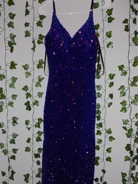 Next/Up Navy Blue Sequin Prom Dress